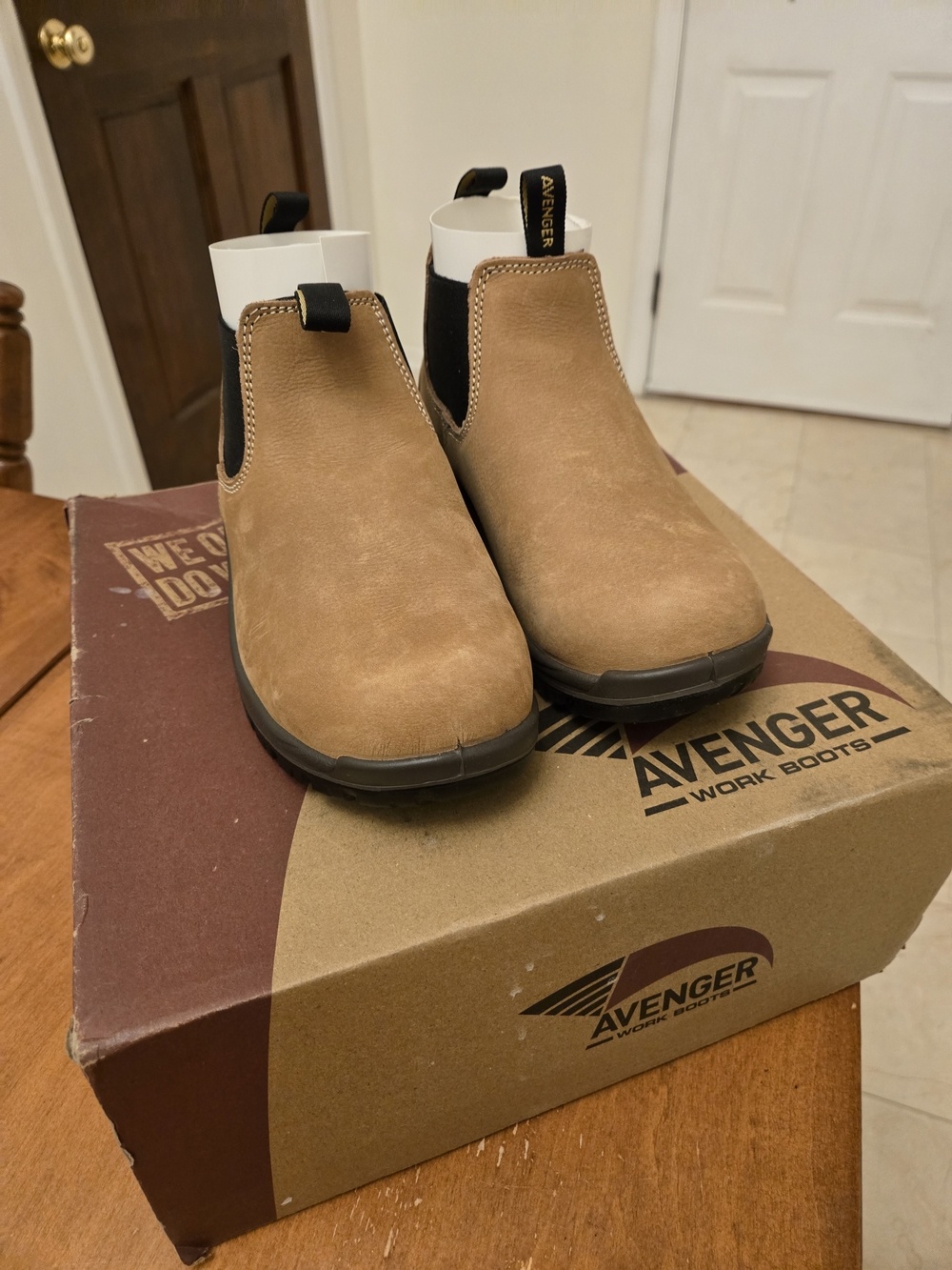 Avenger Tan Slip-On Chelsea Work Boots